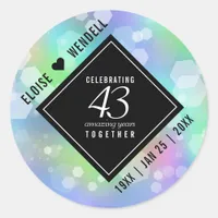 Elegant 43rd Opal Wedding Anniversary Celebration Classic Round Sticker