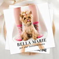 Custom 3 Photo Modern Pet Influencer Social Media Square Business Card