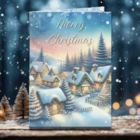 Whimsical Village Personalized Christmas Holiday Card