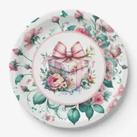 Pretty Pink Shabby Chic Floral Birthday  Paper Plates