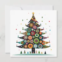 Whimsical Christmas Tree, Bright Colors, Holiday Card