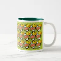 Pumpkins, Soup and Striped Background Two-Tone Coffee Mug