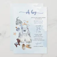 Oh Boy Blue Boho Boy Baby Shower Invitation