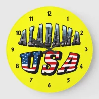 Alabama Picture and USA Flag Font Large Clock