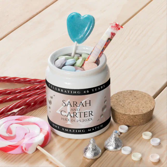 Elegant 46th Pearl Wedding Anniversary Celebration Candy Jar