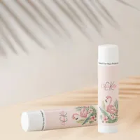 Pink flamingo tropical summer monogram lip balm