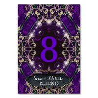 Purple Magic Gold Sparkle Table Number Card