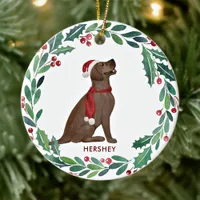 Dog Christmas Personalized Pet Chocolate Labrador Ceramic Ornament