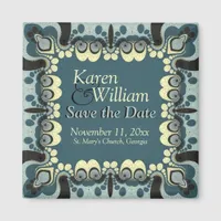 Ornate Goddess Teal Black Save the Date Wedding Magnet