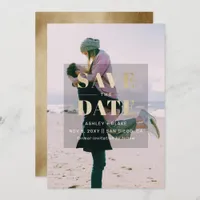 Rustic Gold Minimal Modern Photo Save The Date