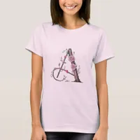 Personalized Monogram A with Roses & Bark T-Shirt