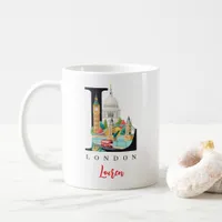 London UK Monogram Letter L Personalized Gift Coffee Mug