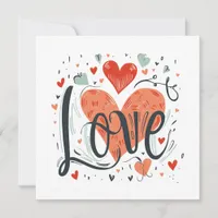 Typography Love Hearts Valentine's Day Card