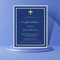 Confirmation navy blue boy invitation