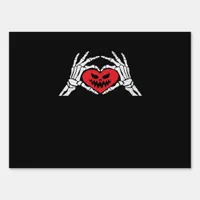 Skeleton Hands A Heart Spooky Halloween Sign