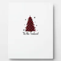 Tis The Season Red Plaid Christmas Tree Plaque