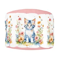 Kitten and Flowers Baby Name Pouf
