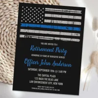 Thin Blue Line Police Retirement Invitation Card