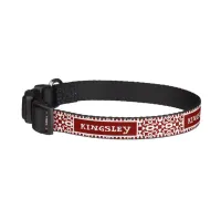 Christmas Red And White Geometric Pattern Name Dog Pet Collar