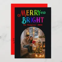 Merry & Bright Colorful Christmas Photo Holiday Card