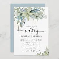 Romantic Soft Blue Floral Wedding Invitation