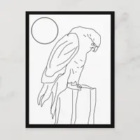 Postcard - Falcon on Post to Color