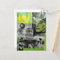 The Lady and the Doctors Mixed Media Collage Postcard