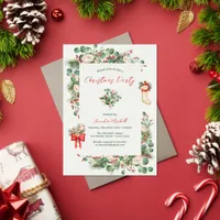 Holiday Watercolor Greenery Holly Christmas Party  Acrylic Invitations