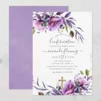 Violet Purple Poppy Floral Confirmation Invitation