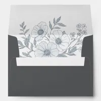 Modern Florals Grey Return Name Address Wedding Envelope