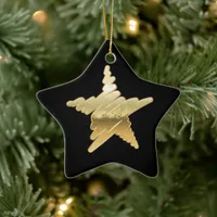 Chic Christmas metallic gold star black Ceramic Ornament