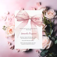 Pink bow girl Baby Shower Invitation