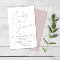 Budget Dusty Pink Simple Script Baby Shower FLYER