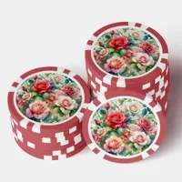 Whimsical Rose Pattern Poker Chips