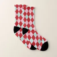 Red Pink & Mint Christmas Argyle Socks