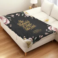 She Believed She Could | Elegant Floral Grad Name Fleece Blanket