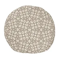 Abstract Taupe Mosaic Round Pouf