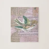 Bird Mixed Media Collage Jigsaw Puzzle