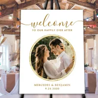Elegant Wedding Gold Custom Photo Welcome Sign