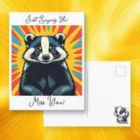 Just Saying Hi | Cute Badger Postcard