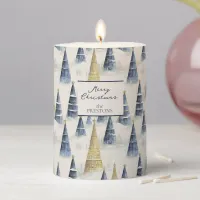 Blue Gold Christmas Pattern#8 ID1009 Pillar Candle