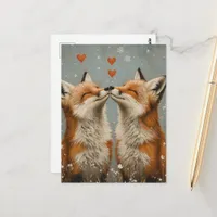 Cute Red Fox in Love Postcard
