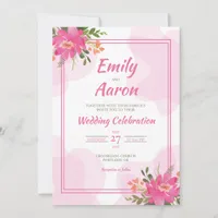 Pink Lily Elegant Floral Watercolor Wedding Invitation