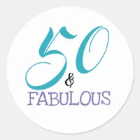 Typography 50th Birthday | 50 and Fabulous Classic Round Sticker