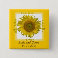 Yellow Sunflower Wedding Pinback Button