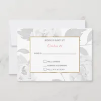 Pink Peony Floral wedding RSVP cards