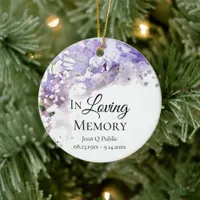 Purple Lilac Flowers Watercolor Memorial Keepsake  Ceramic Ornament