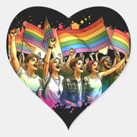 Pride | LGBTQIA + People and Flags Heart Sticker