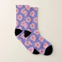 Pink Flowers And Stripes All-Over-Print Socks