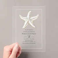Transparent Coastal Chic Beach Club Birthday Party Acrylic Invitations